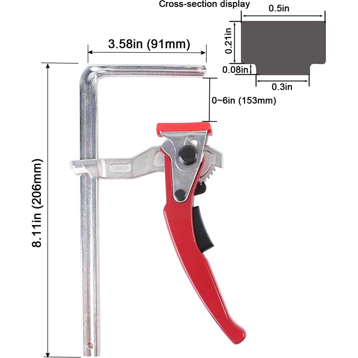 2 Abrazaderas de Mesa de Trinquete KETIPED Rojas 0-15.24 cm