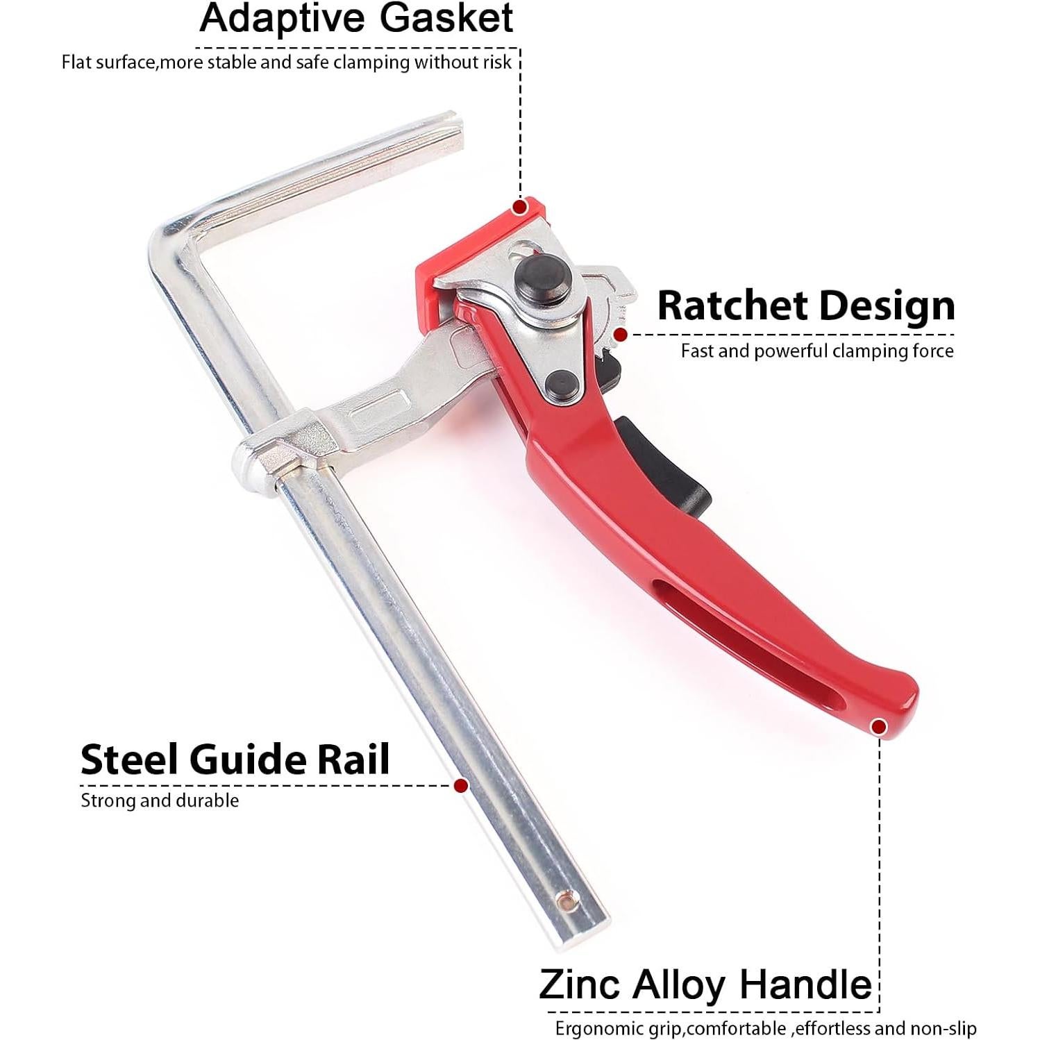 2 Abrazaderas de Mesa de Trinquete KETIPED Rojas 0-15.24 cm