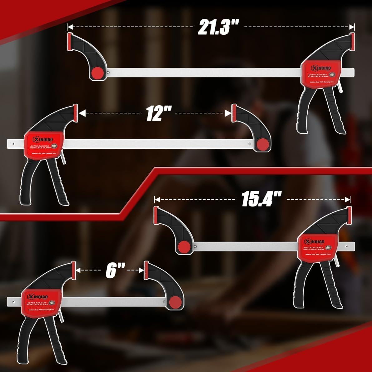 Juego de Abrazaderas para Carpintería XINQIAO 15.24 cm (4) 30.48 cm (2) 68 kg