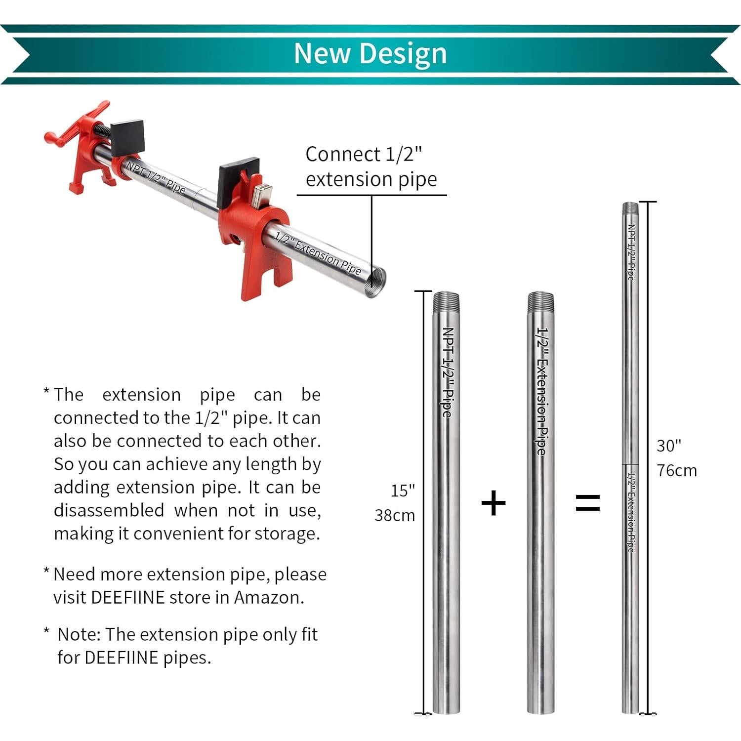 Juego de abrazaderas de tubo DEEFIINE 30" (76.2 cm) 2-Pack