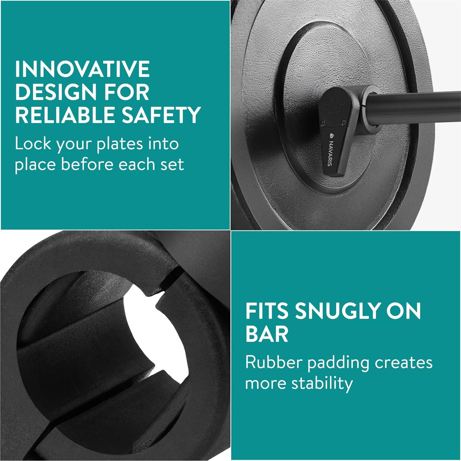 Abrazaderas de barra Navaris 30 mm - Clips de pesas seguros