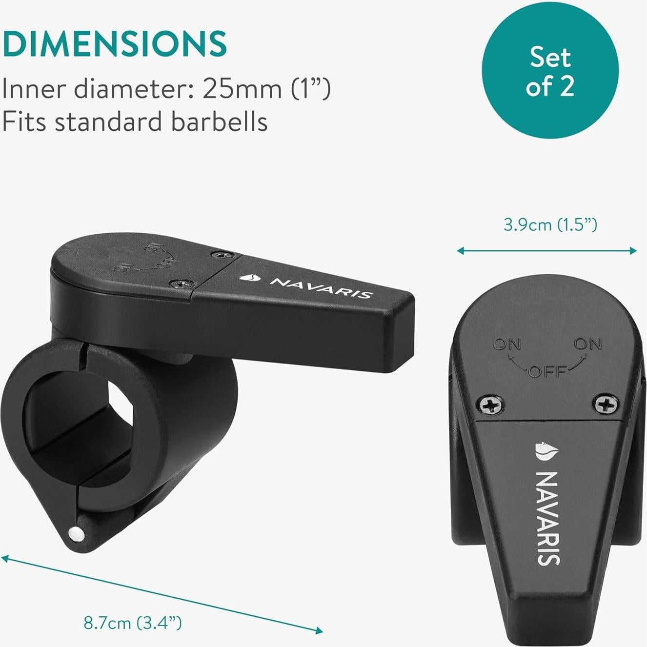 Abrazaderas de barra Navaris 30 mm - Clips de pesas seguros