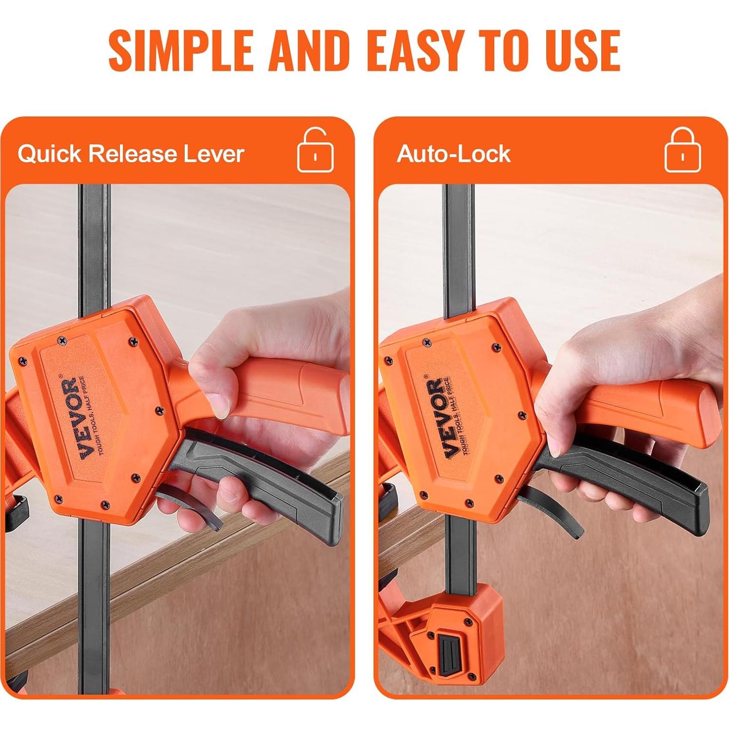 Abrazaderas de Barra VEVOR 61 cm 2-Pack con Carga 136 kg