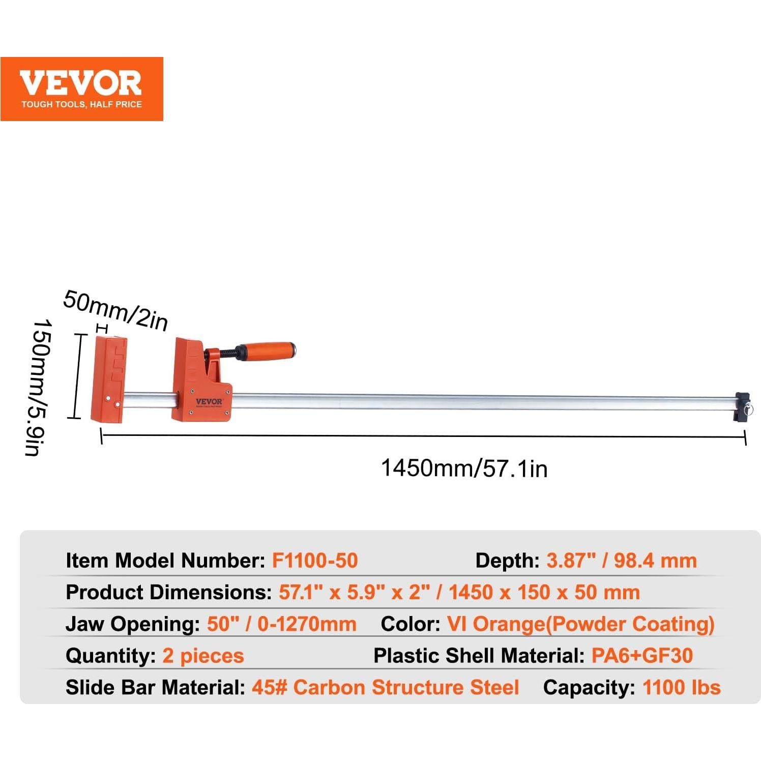 Abrazaderas para Carpintería VEVOR 50" (127 cm) 2 Pzas 499 kg