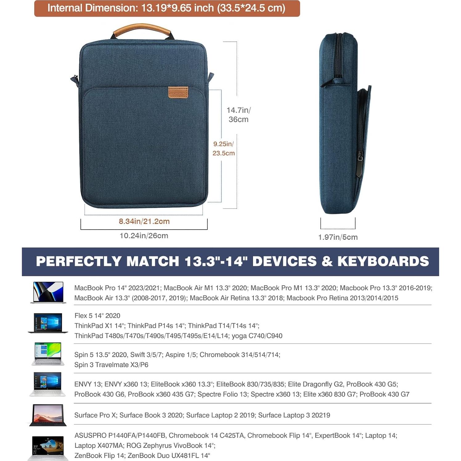 MoKo Funda para Laptop 13.3-14" Resistente al Agua Índigo