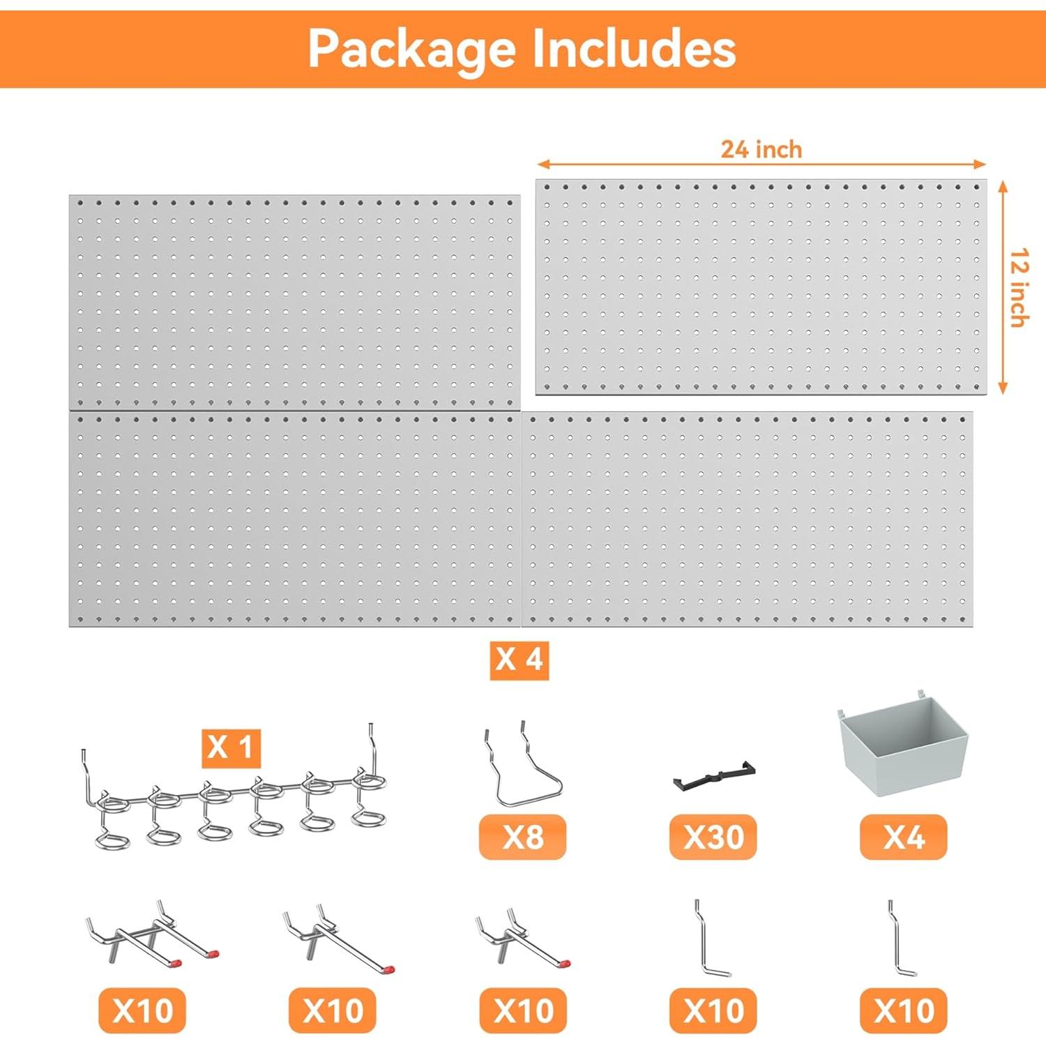 Tablero de Metal WALMANN 121.9x91.4cm con Accesorios para Herramientas