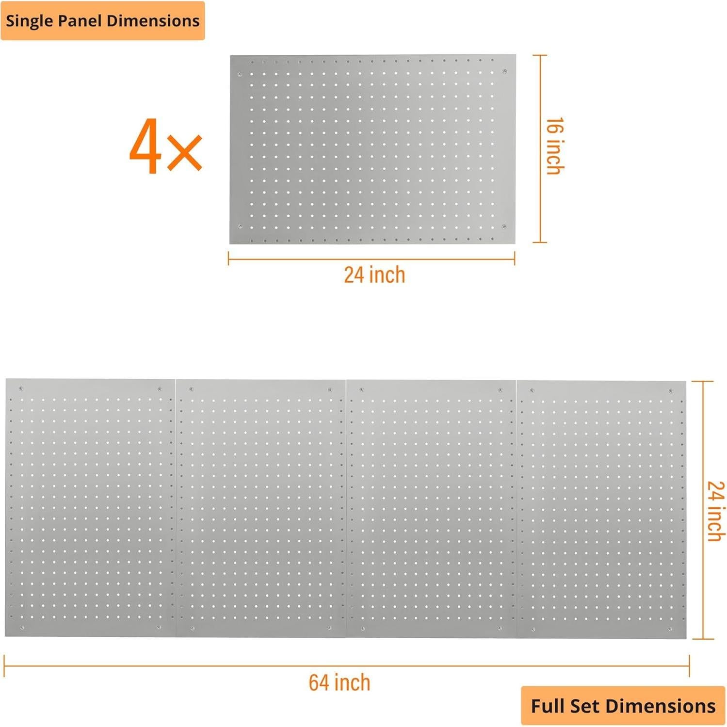 Organizador de Pared LUGO 4 Paneles 61x40.6cm con 128 Accesorios