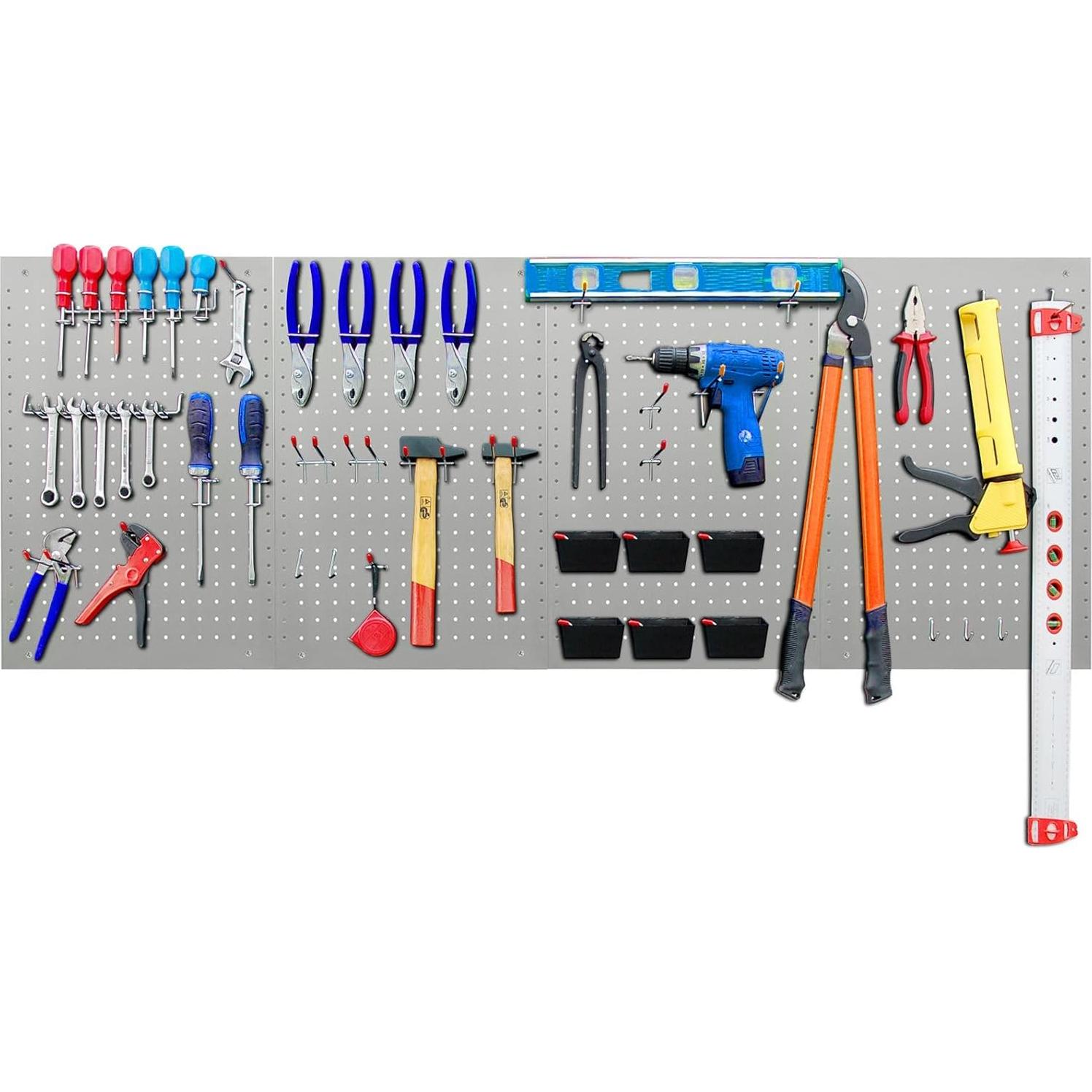 Organizador de Pared LUGO 4 Paneles 61x40.6cm con 128 Accesorios