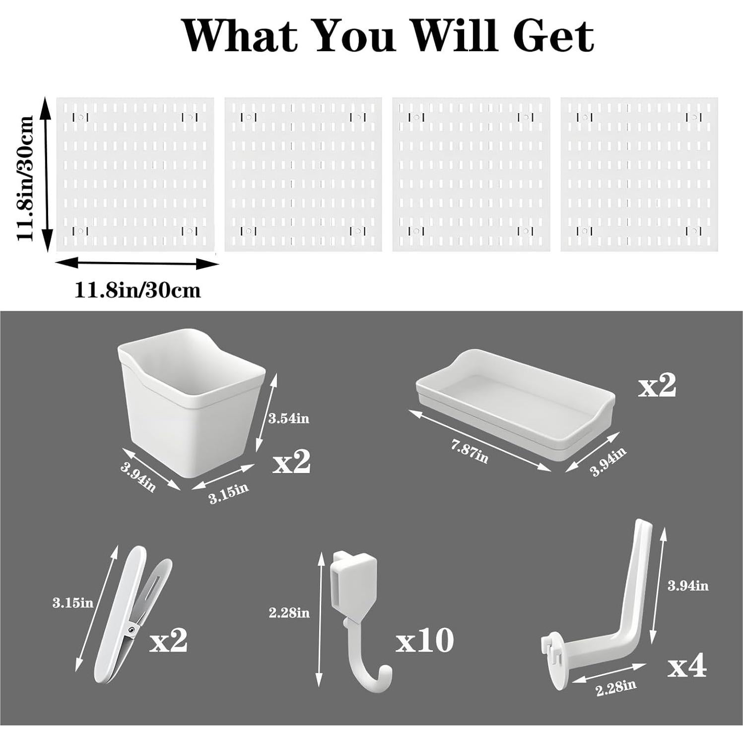 Kit Organizador de Pared Sonhomay 4 Tableros 30x30cm Blanco