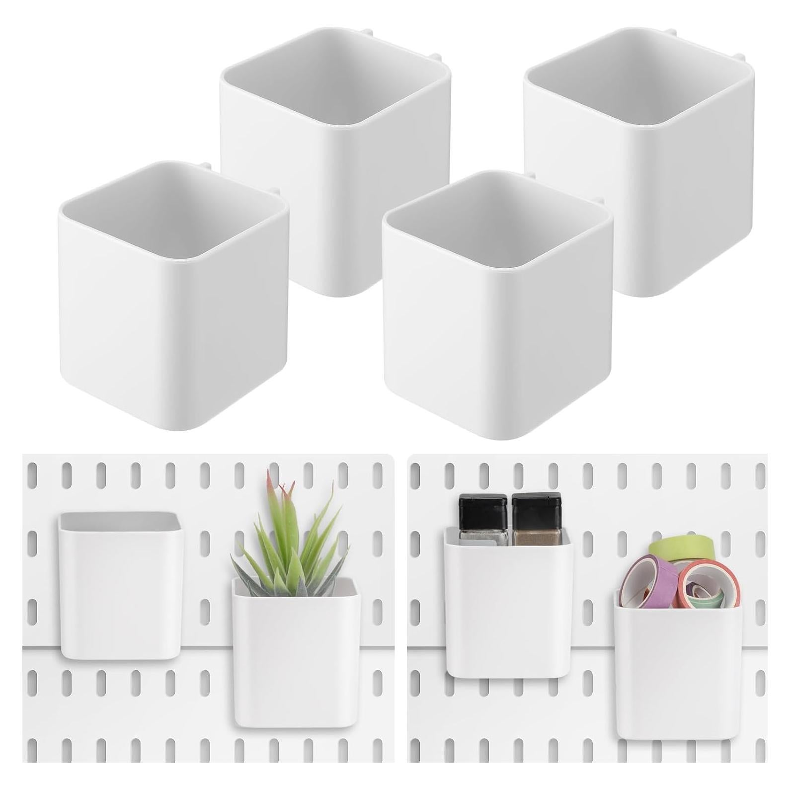 Tanlade 4 Tazas de Tablero Perforado Blancas 7.5x9x8 cm