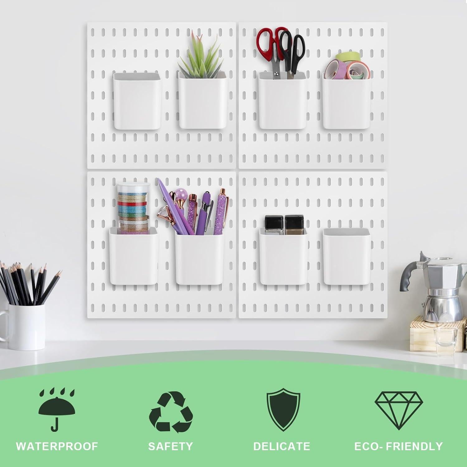 Tanlade 4 Tazas de Tablero Perforado Blancas 7.5x9x8 cm