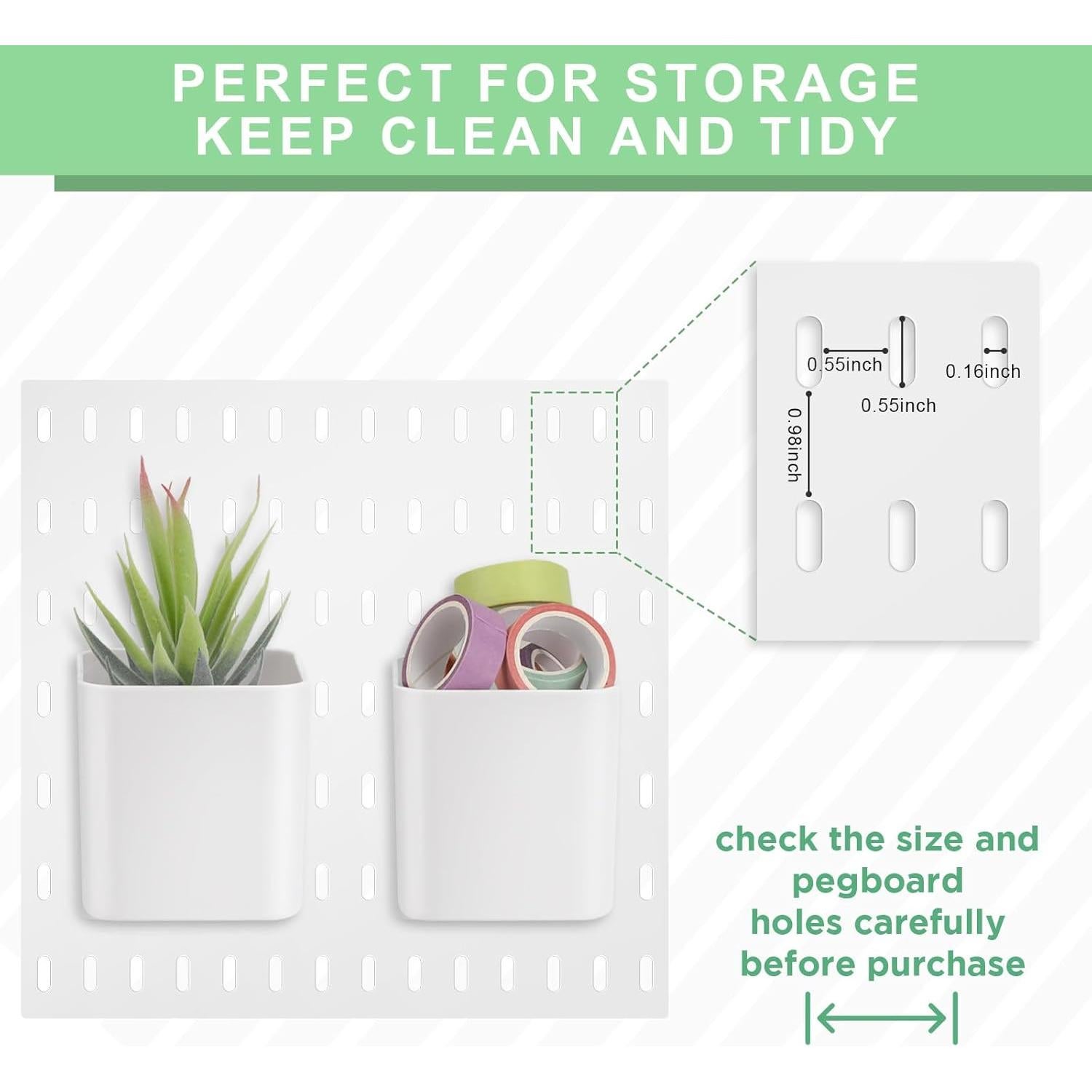 Tanlade 4 Tazas de Tablero Perforado Blancas 7.5x9x8 cm