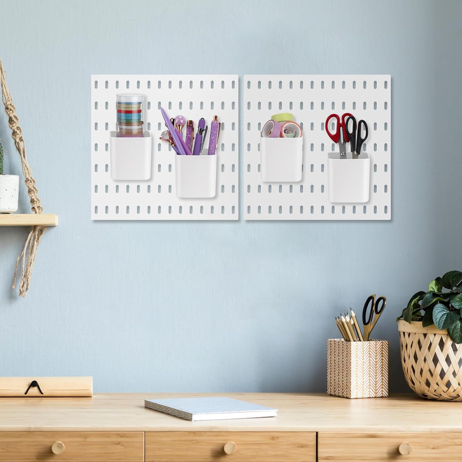 Tanlade 4 Tazas de Tablero Perforado Blancas 7.5x9x8 cm