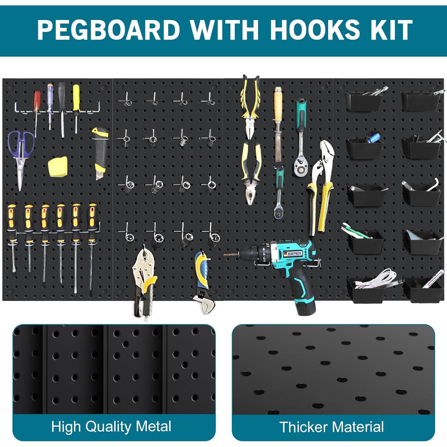 Kit de Paneles de Metal Daanxw 4 Paneles 158 Piezas Ganchos