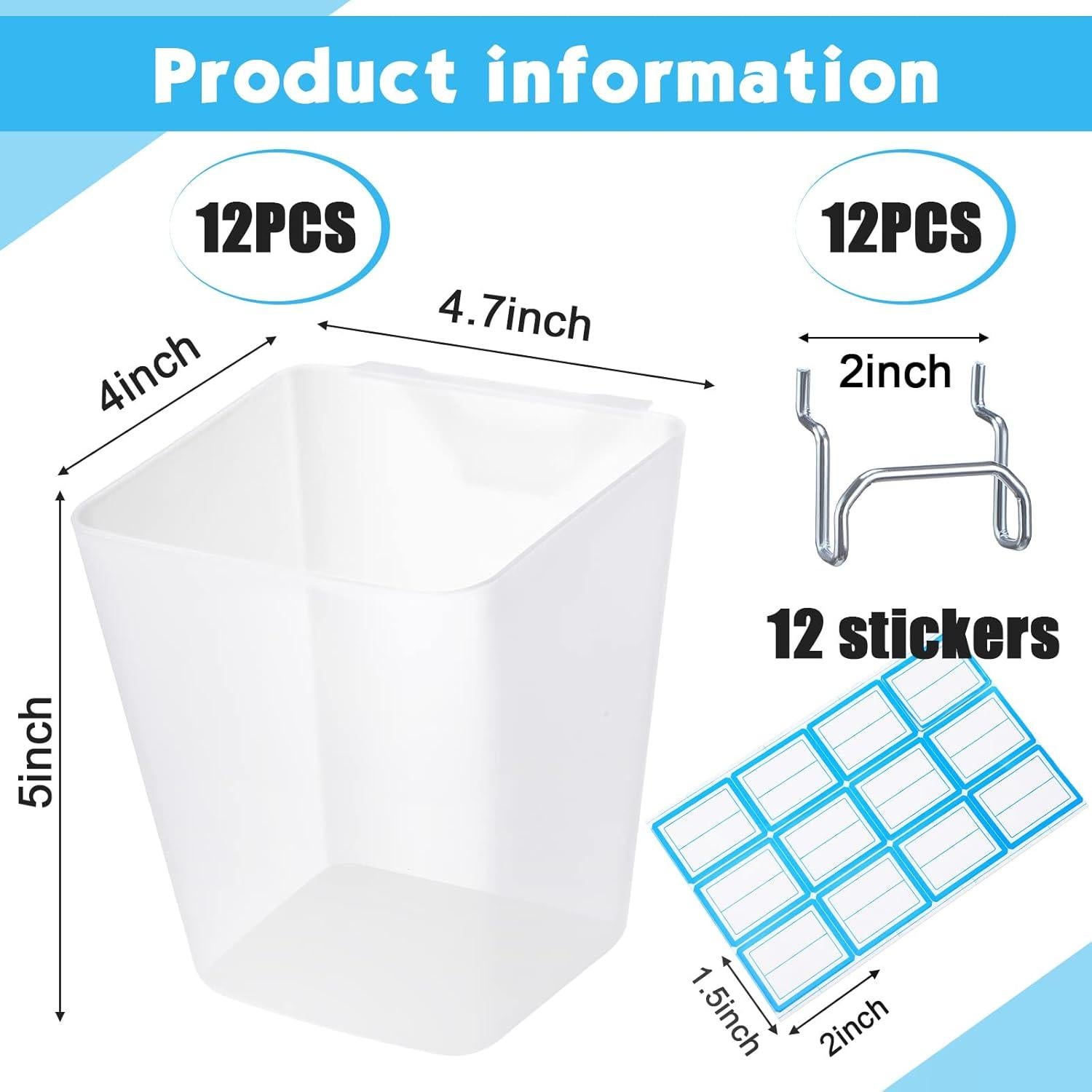 Namalu 12 Contenedores de Almacenamiento para Tablero Perforado