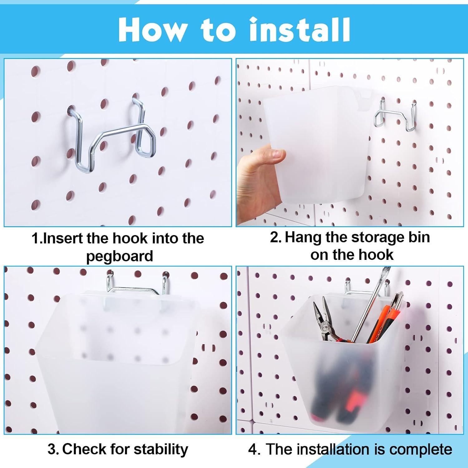 Namalu 12 Contenedores de Almacenamiento para Tablero Perforado