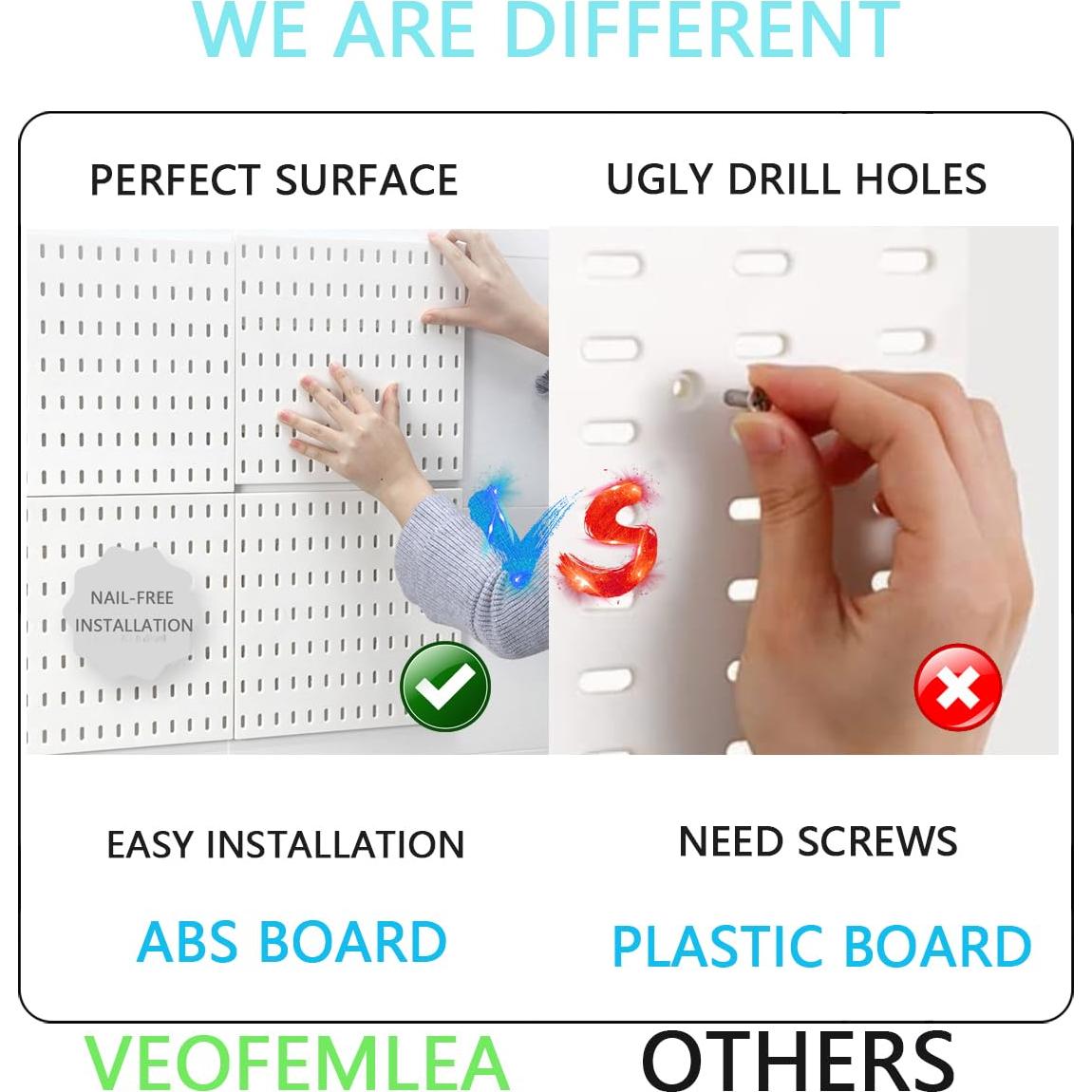 Kit de Tableros Perforados VEOFEMLEA 8 Paneles 30 Accesorios Negro