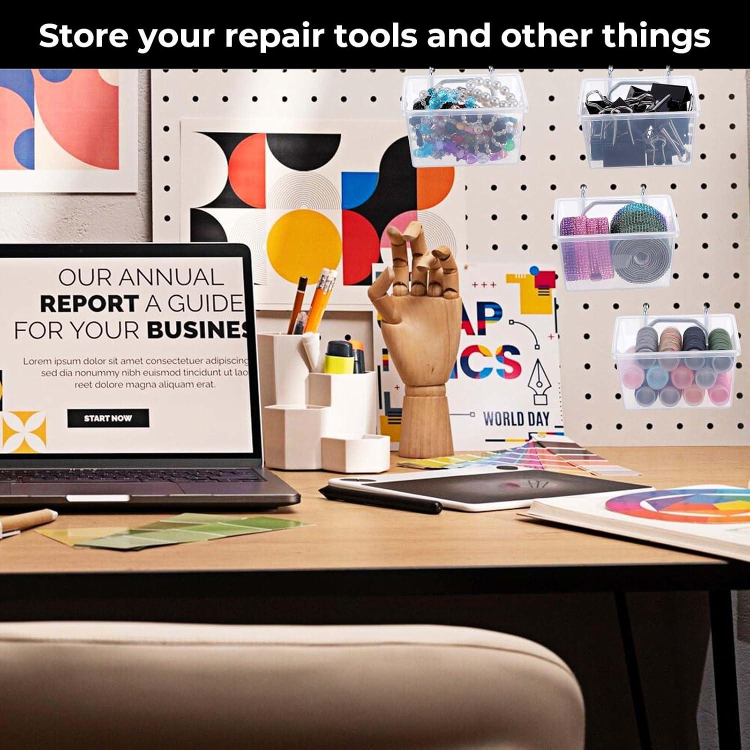 16 Organizadores Transparentes para Tablero de Clavos Mekueeex