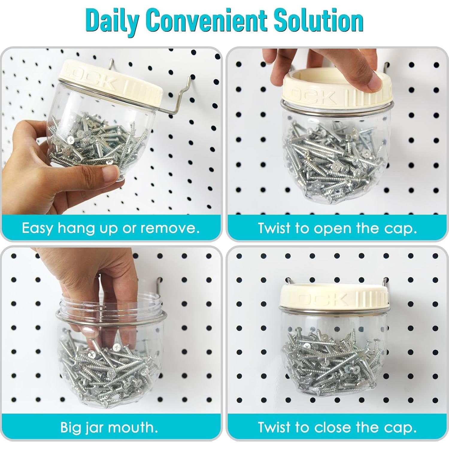 Organizador de Tablero de Clavos G.CORE - 3 Tarros Transparentes 500ml