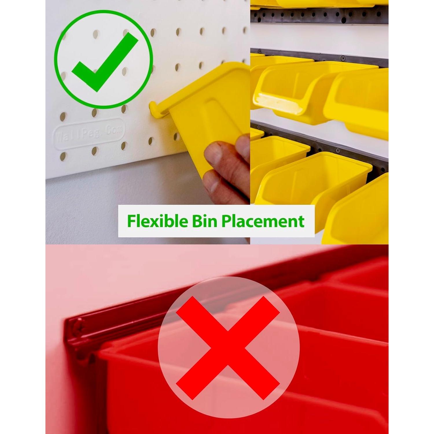 Organizador de Pared WallPeg con 3 Rieles y 15 Contenedores