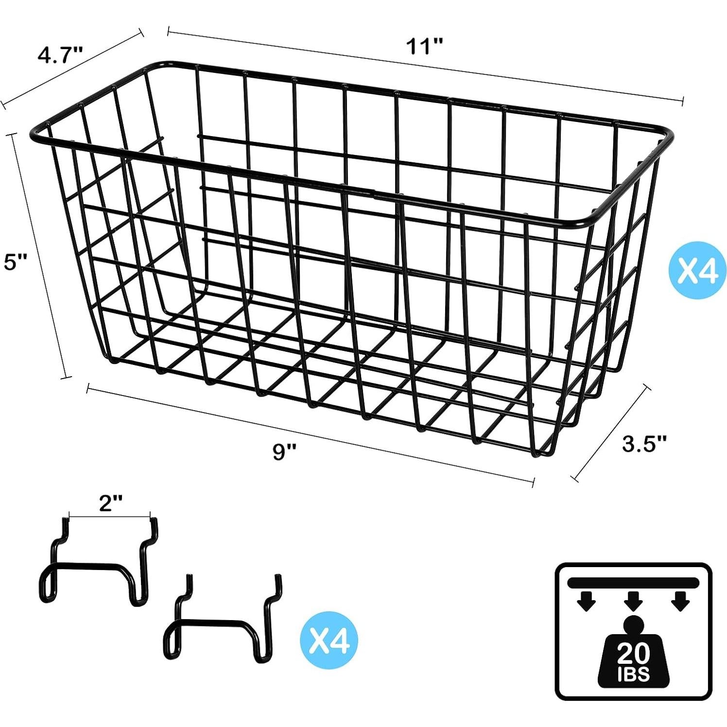 Cestas de Tablero Perforado G.CORE 4 Piezas Metal 27.94x11.94 cm