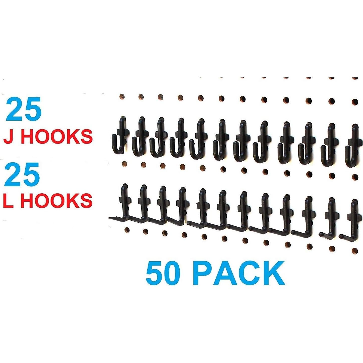 Kit de Ganchos de Plástico Negro JSP 50 Piezas Estilo J y L