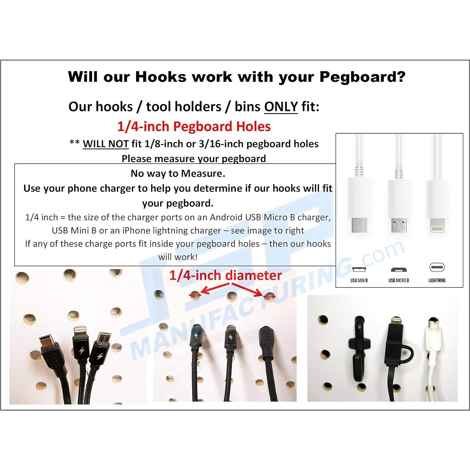 Kit de Ganchos de Plástico Negro JSP 50 Piezas Estilo J y L