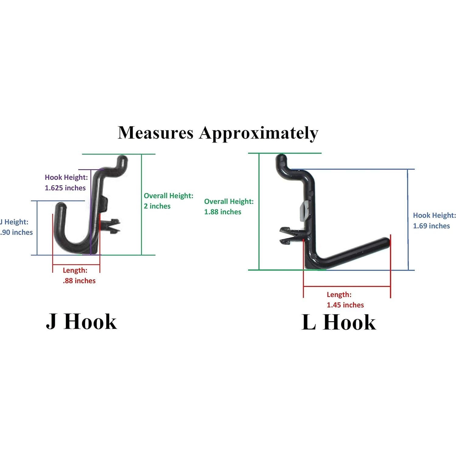 Kit de Ganchos de Plástico Negro JSP 50 Piezas Estilo J y L