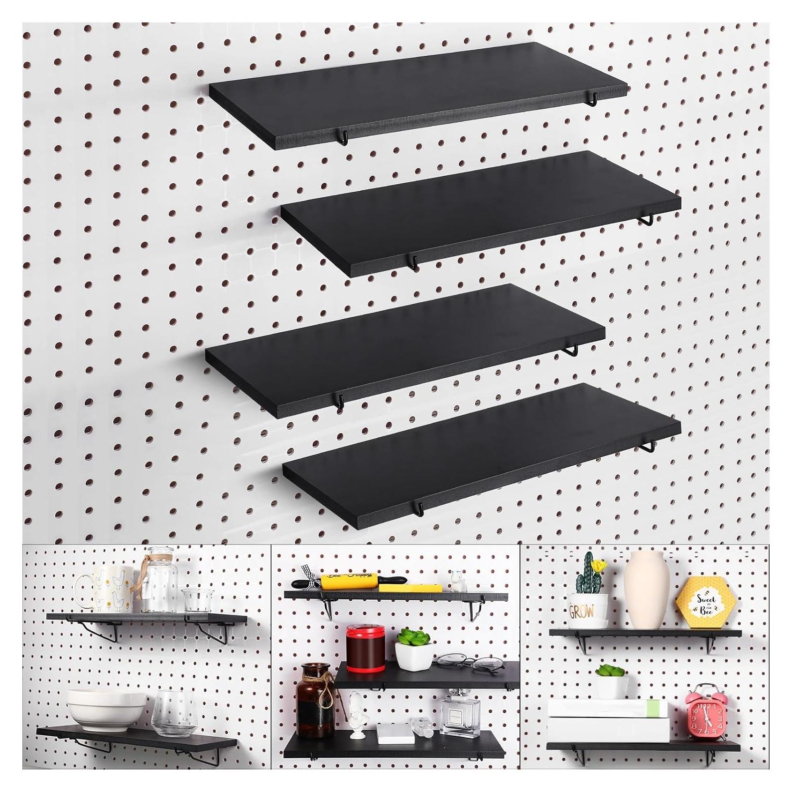 Estante Perforado Blulu 4 Piezas 35x15cm Negro Resistente