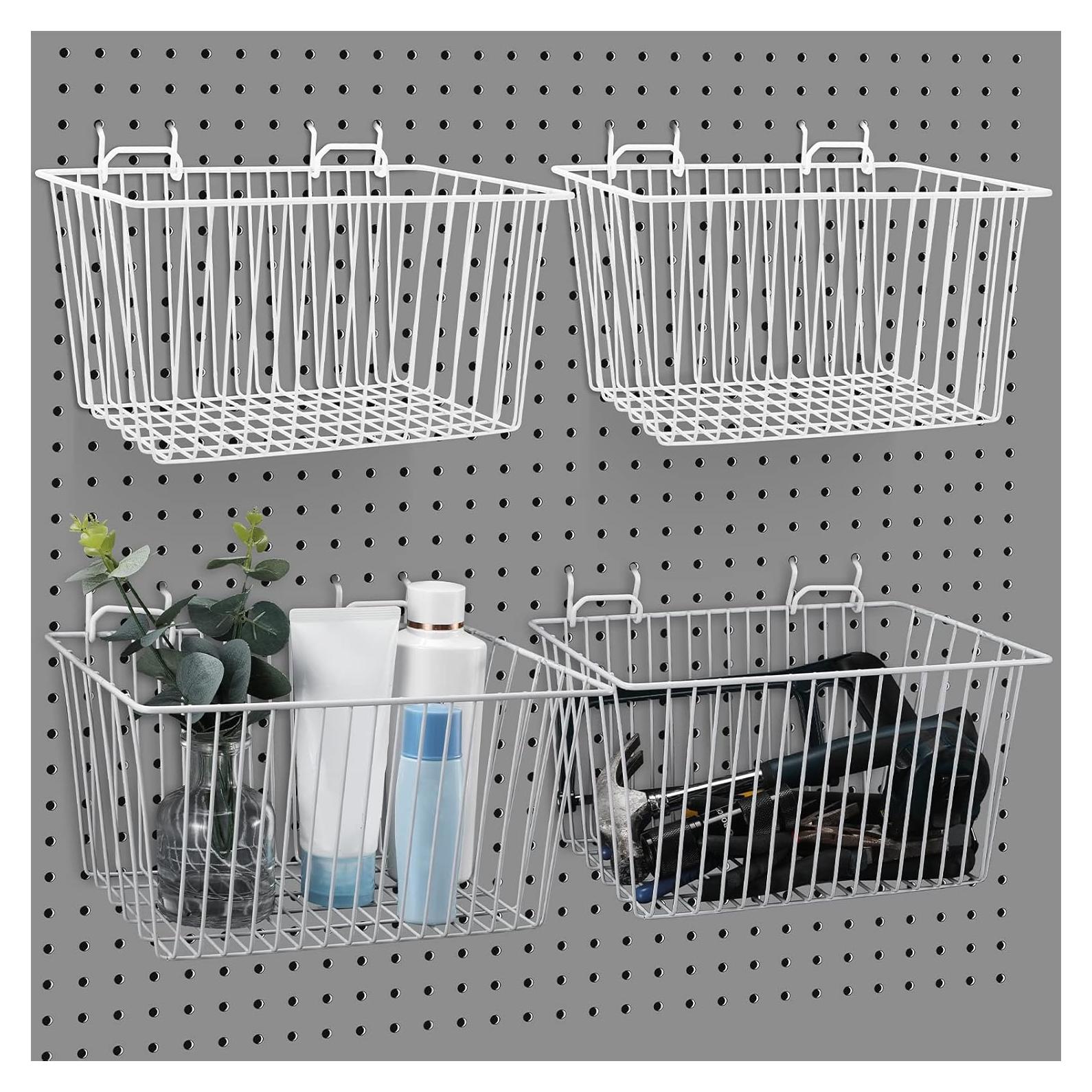 Cesta de Almacenamiento Sieral 4 Piezas para Pegboard Blanco