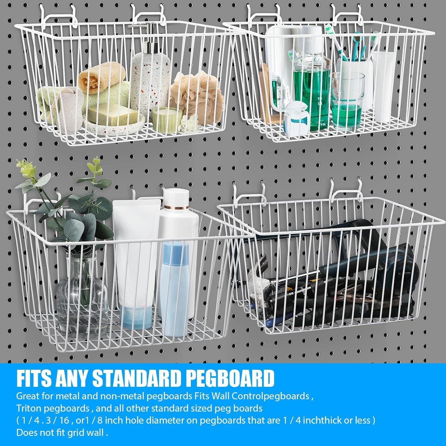 Cesta de Almacenamiento Sieral 4 Piezas para Pegboard Blanco