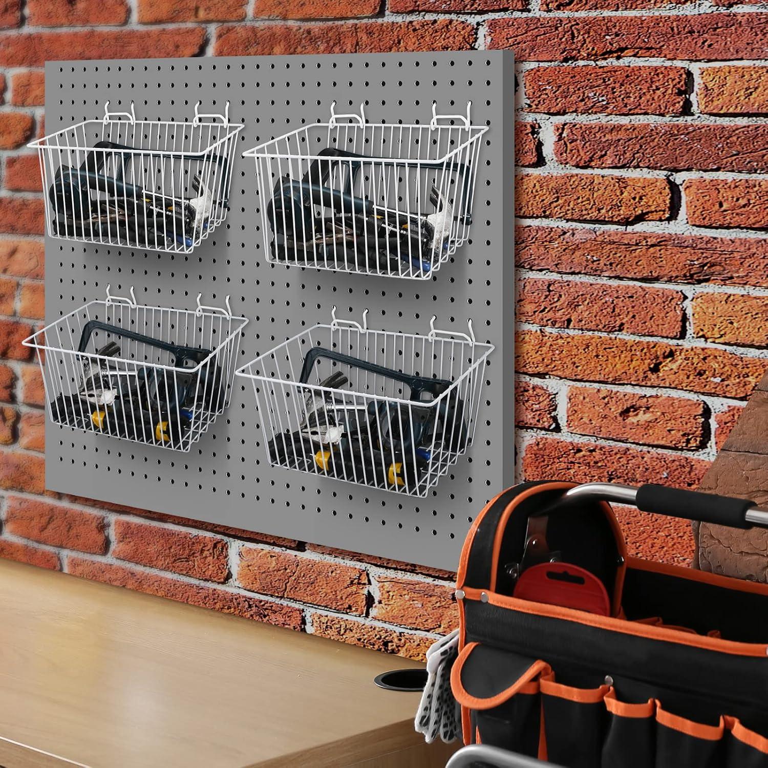 Cesta de Almacenamiento Sieral 4 Piezas para Pegboard Blanco