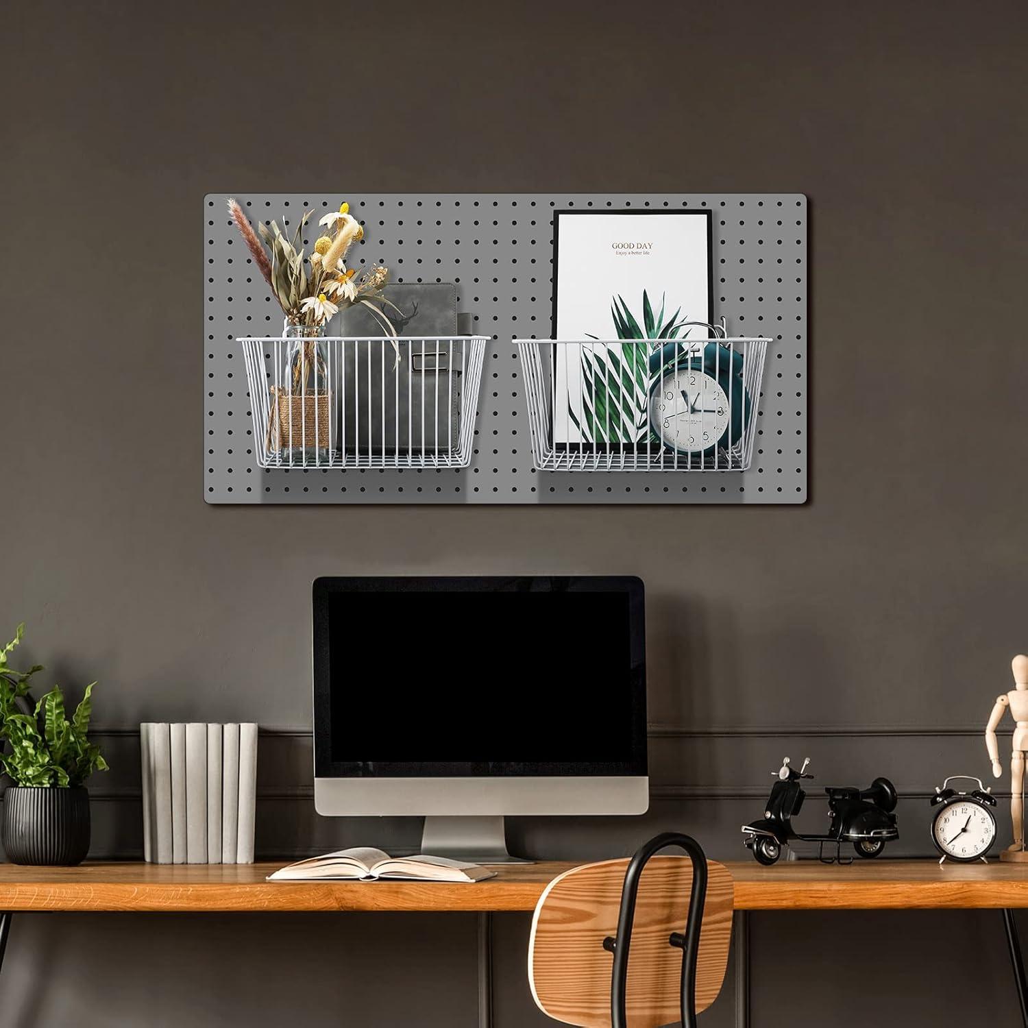 Cesta de Almacenamiento Sieral 4 Piezas para Pegboard Blanco