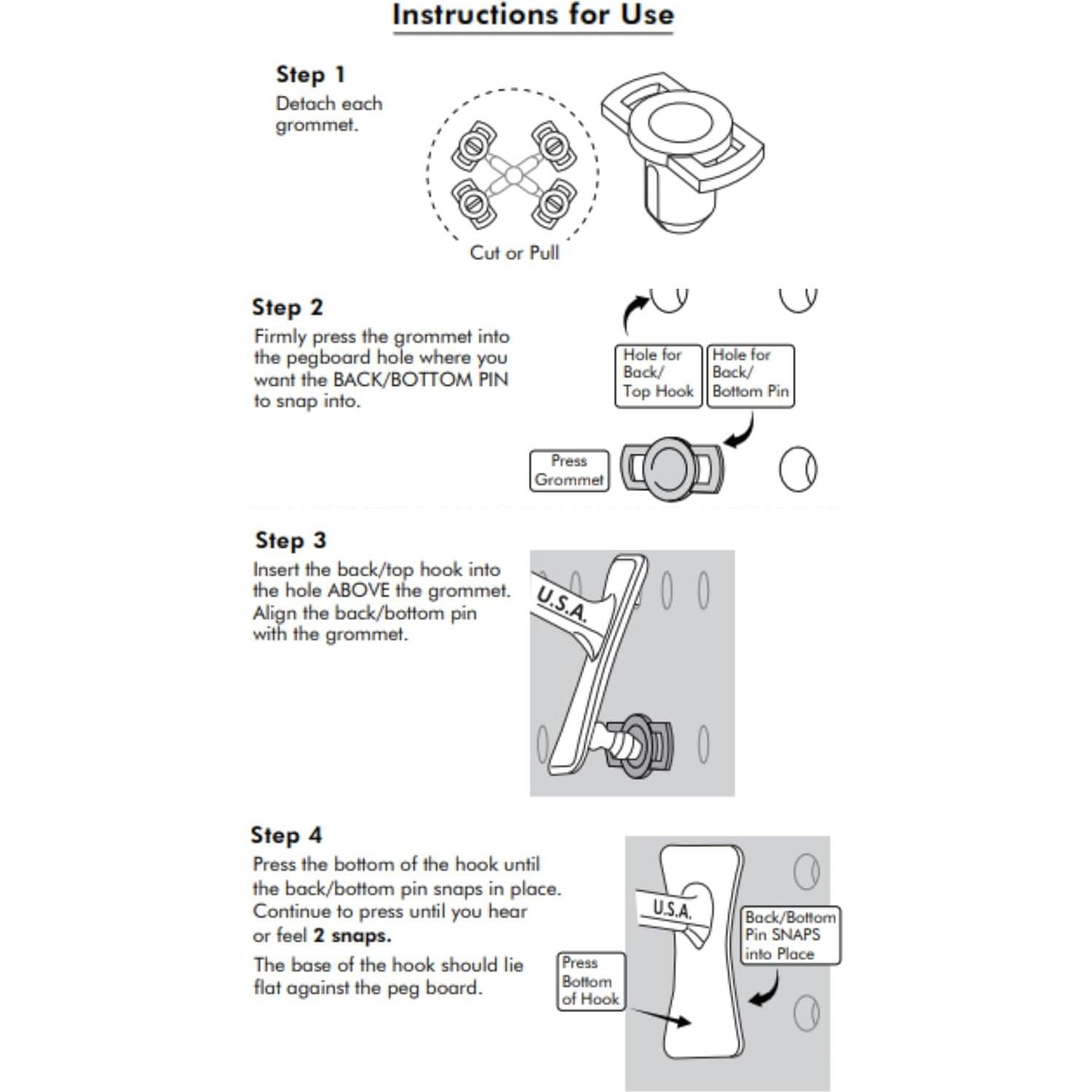 Ganchos de Tablero de Clavos PegPro® 2" - 24 Unidades, Negro