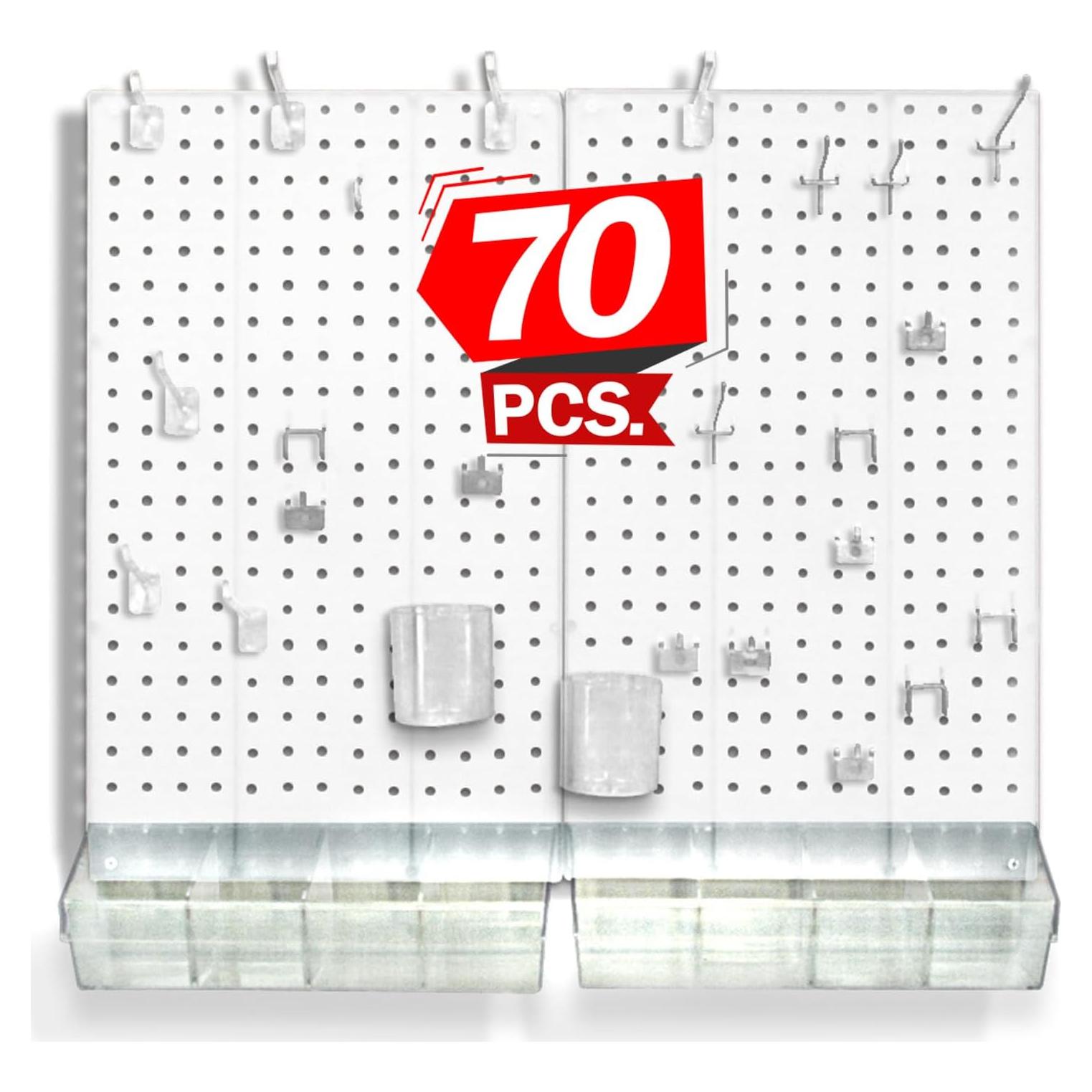 Organizador de Pegboard Azar Displays 70 Piezas Blanco 68.58x55.88cm
