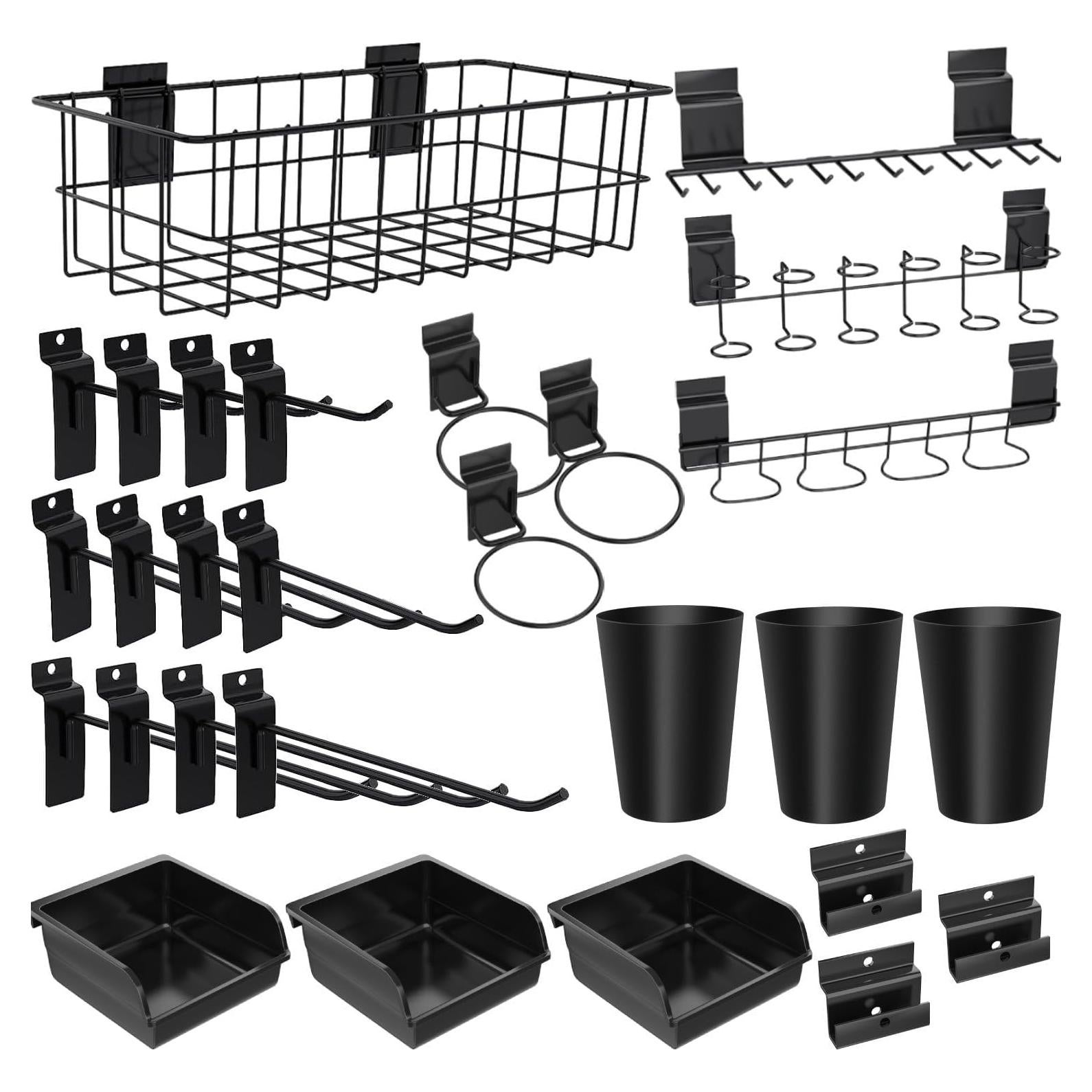 Kit Organizador Slatwall BeapTcely 28 Piezas Negro