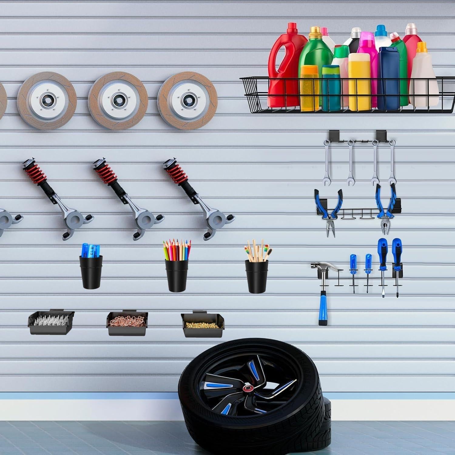 Kit Organizador Slatwall BeapTcely 28 Piezas Negro