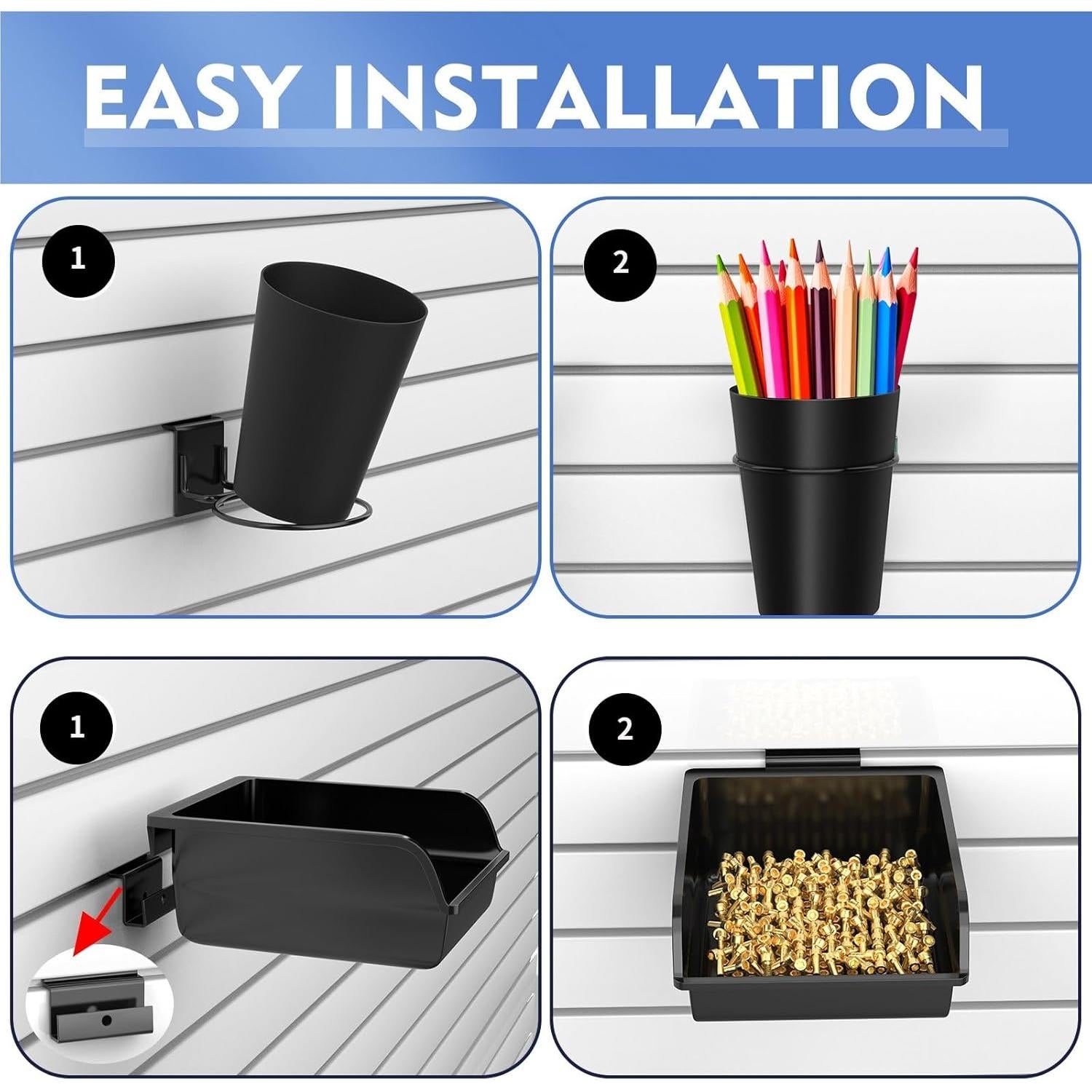 Kit Organizador Slatwall BeapTcely 28 Piezas Negro