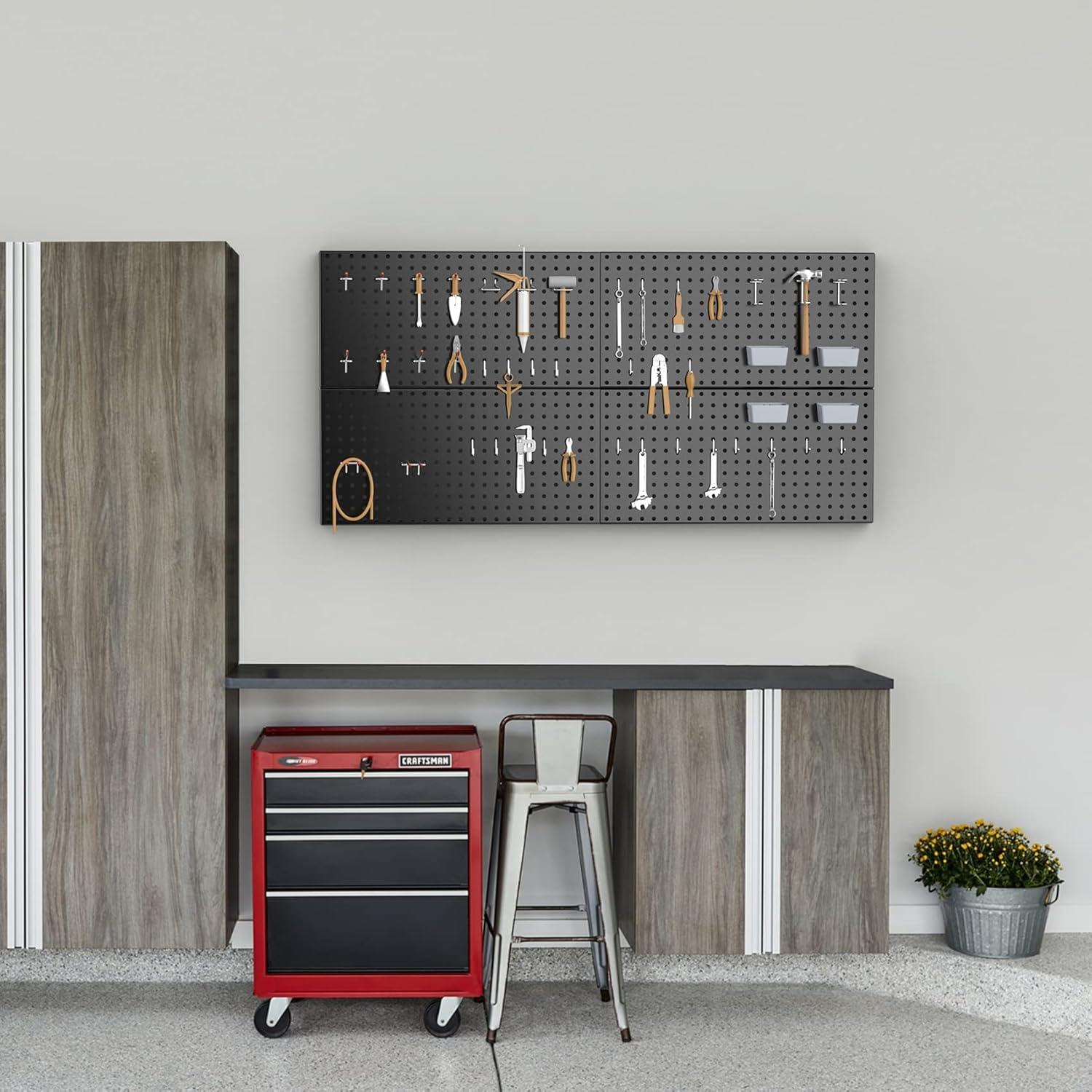 Kit de paneles de metal 71x34cm Pegboard Smith con ganchos y bins