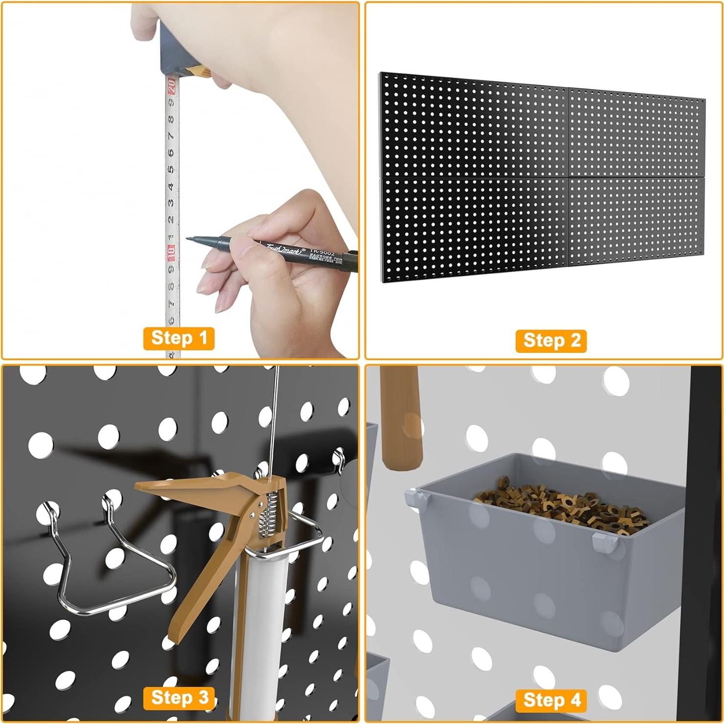 Kit de paneles de metal 71x34cm Pegboard Smith con ganchos y bins