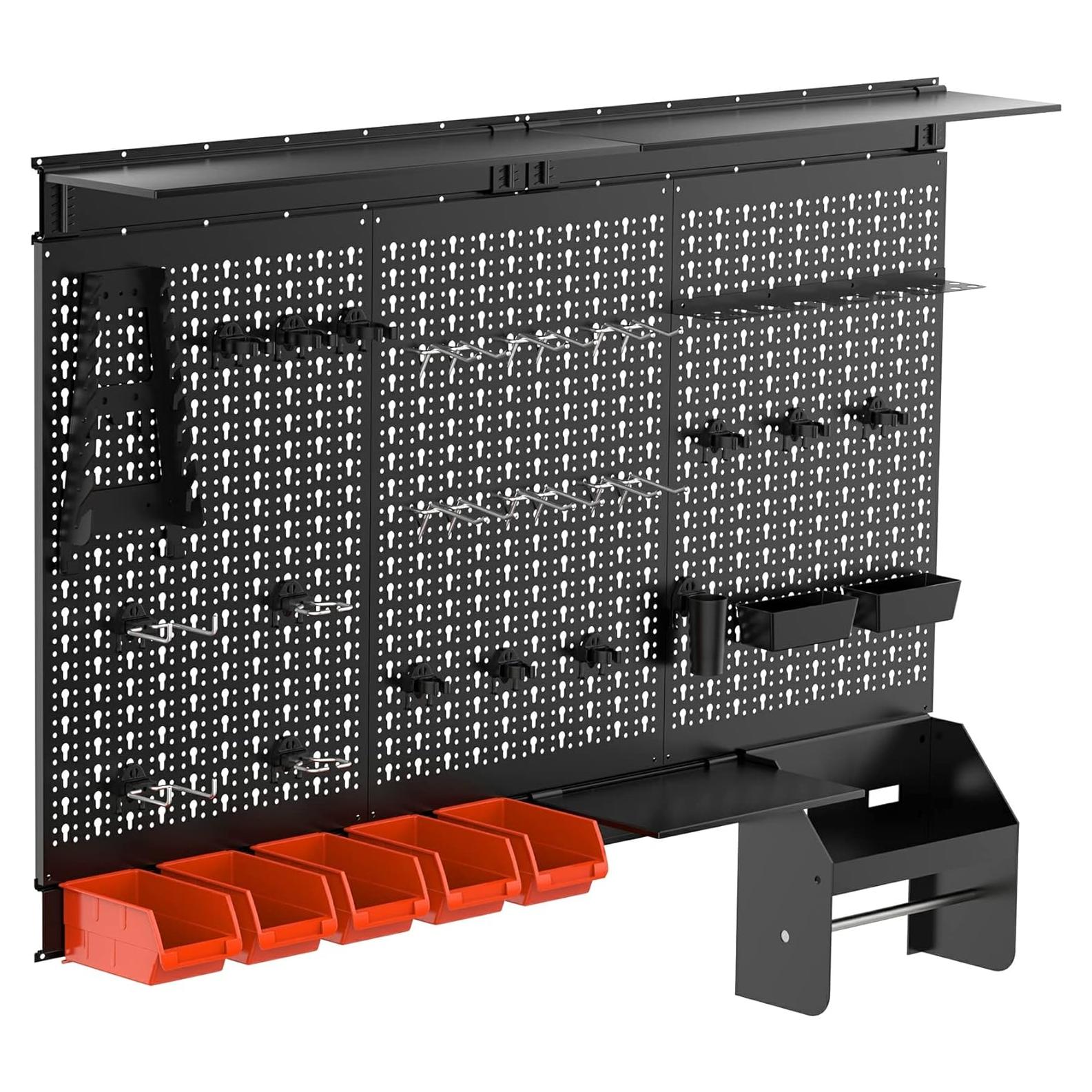 Organizador de Pared TORACK 3 Paneles de Metal para Garaje