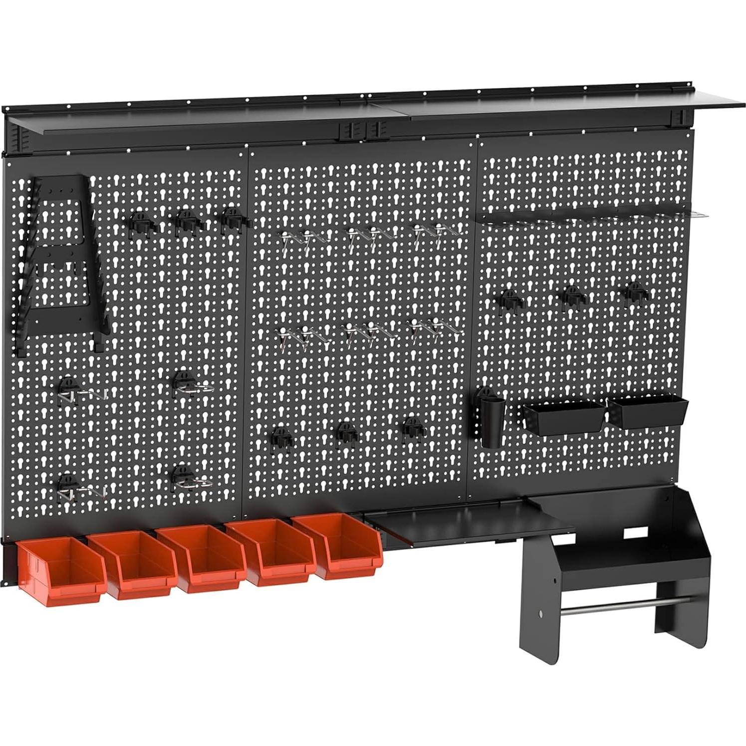 Organizador de Pared TORACK 3 Paneles de Metal para Garaje