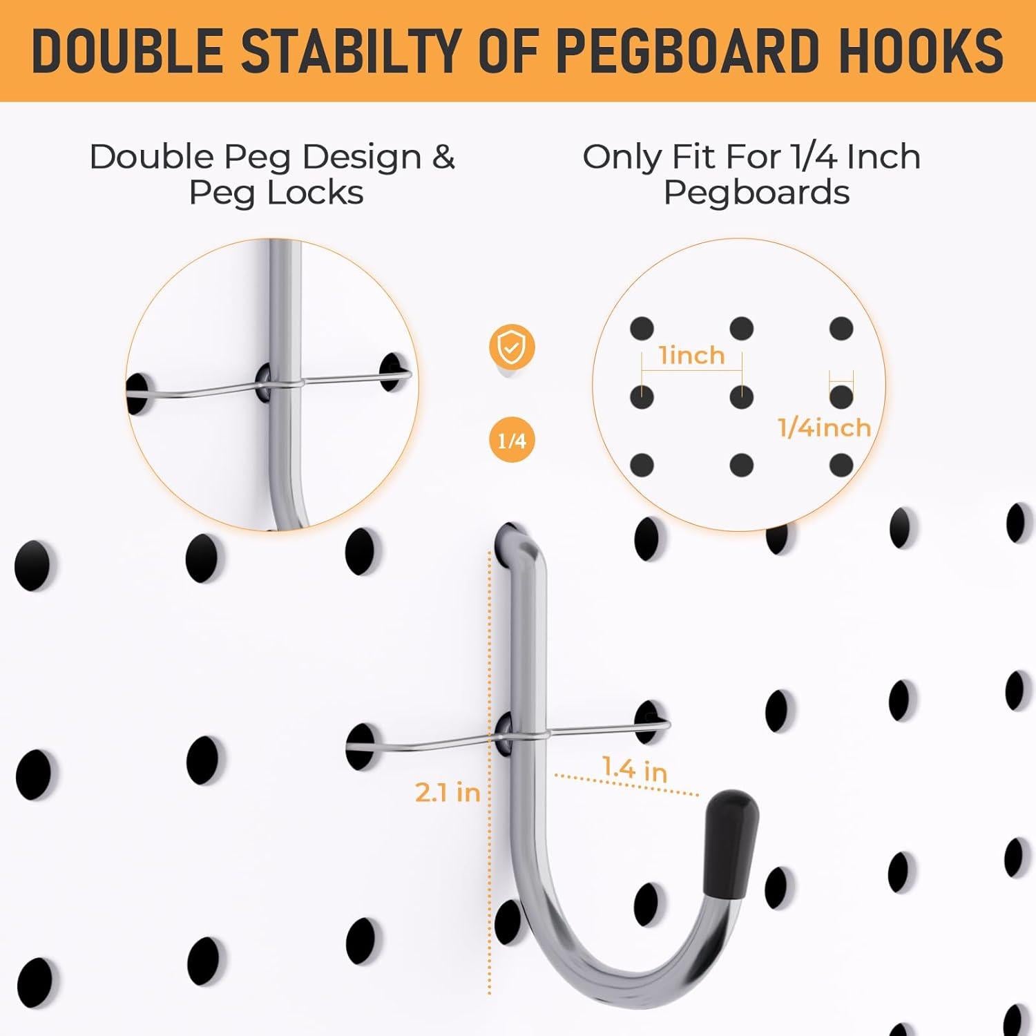 Ganchos J de Tablero de Clavos INCLY 100PCS Alta Resistencia