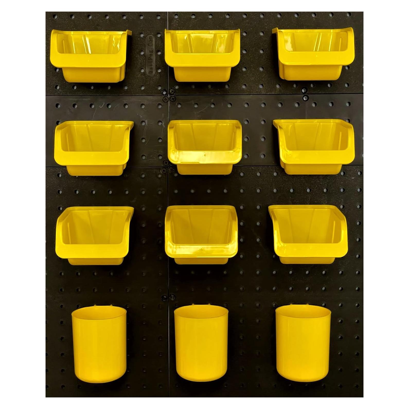 Contenedores WallPeg 12 Piezas Amarillas para Montaje en Pared