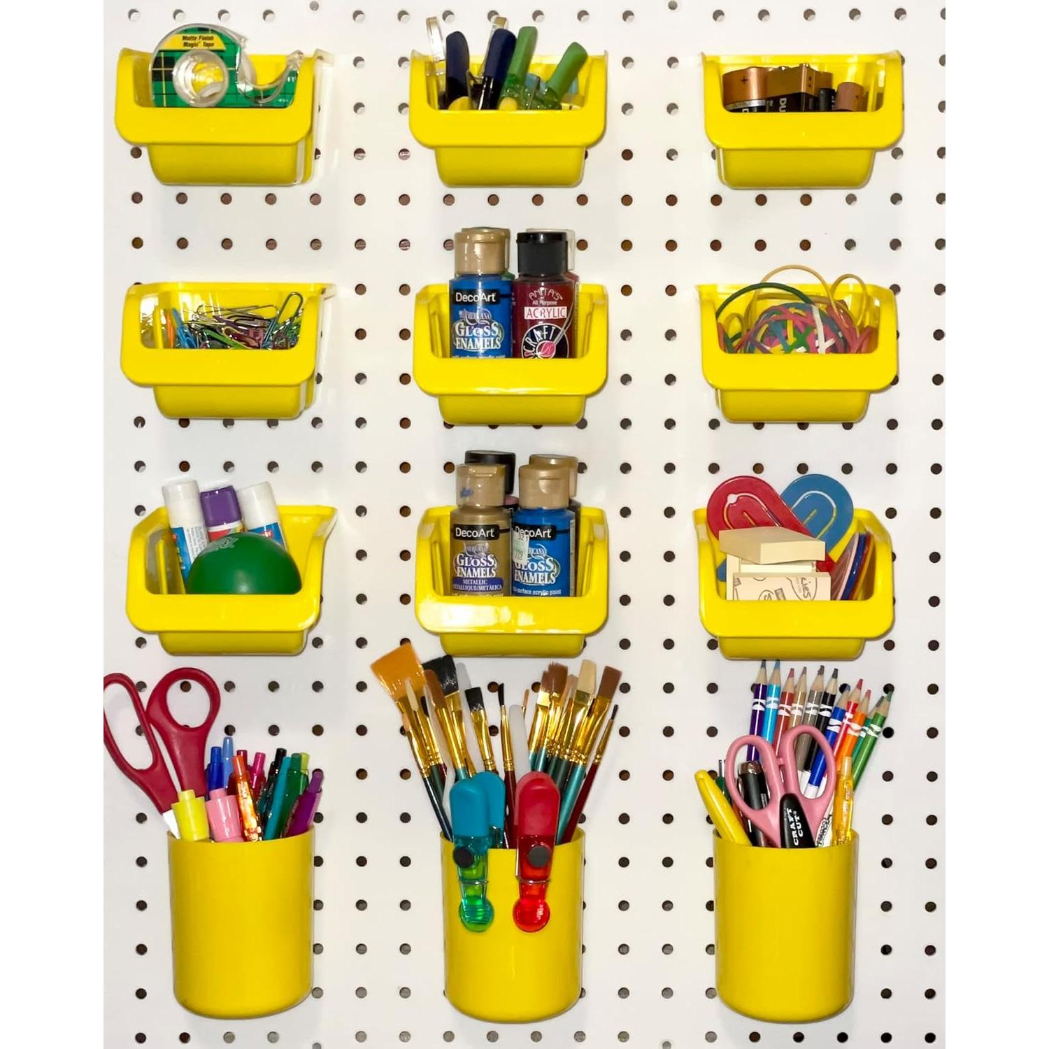 Contenedores WallPeg 12 Piezas Amarillas para Montaje en Pared