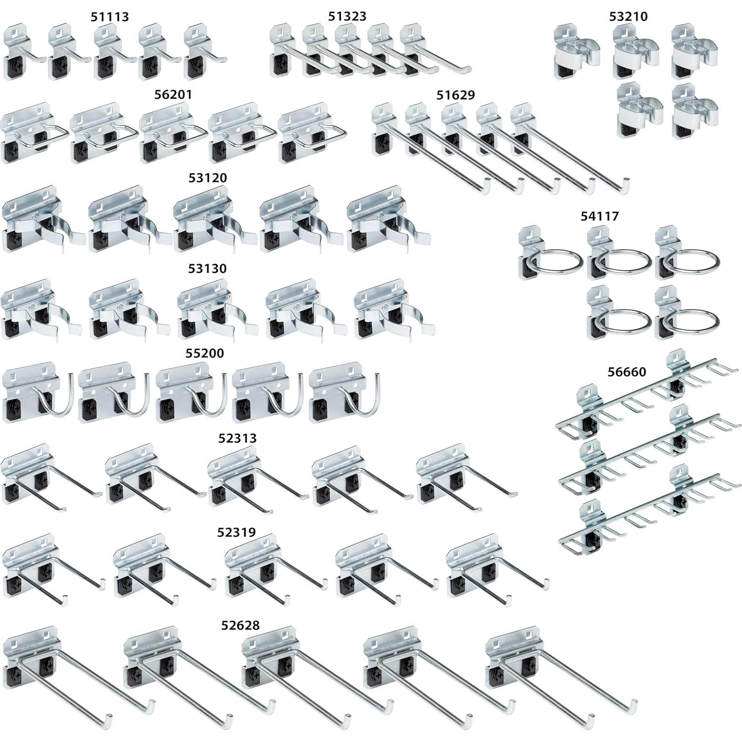 Kit de Ganchos de Pegboard Triton - 63 Piezas - Almacenamiento Industrial