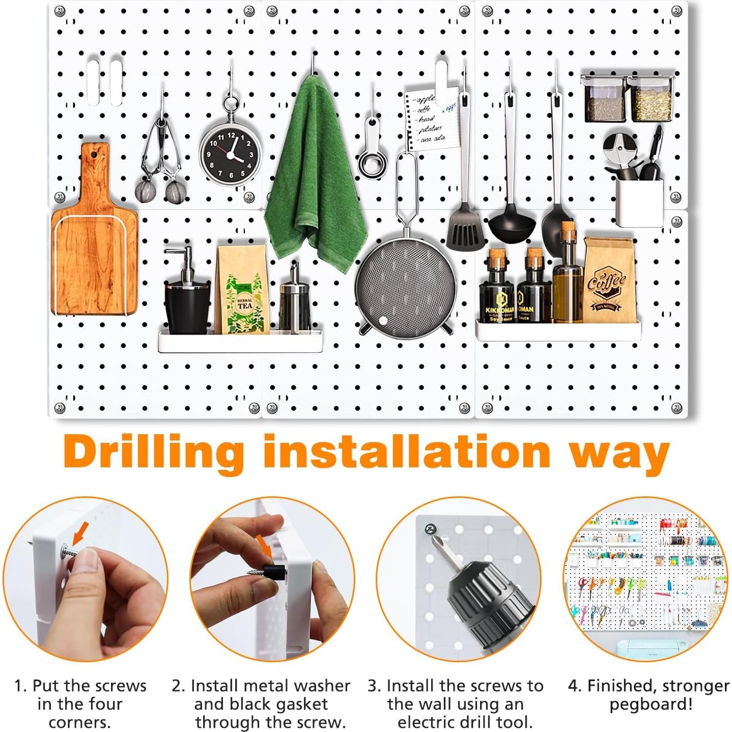 Organizador de Pared Tablero Perforado SKYFOOST 6 Piezas Blanco