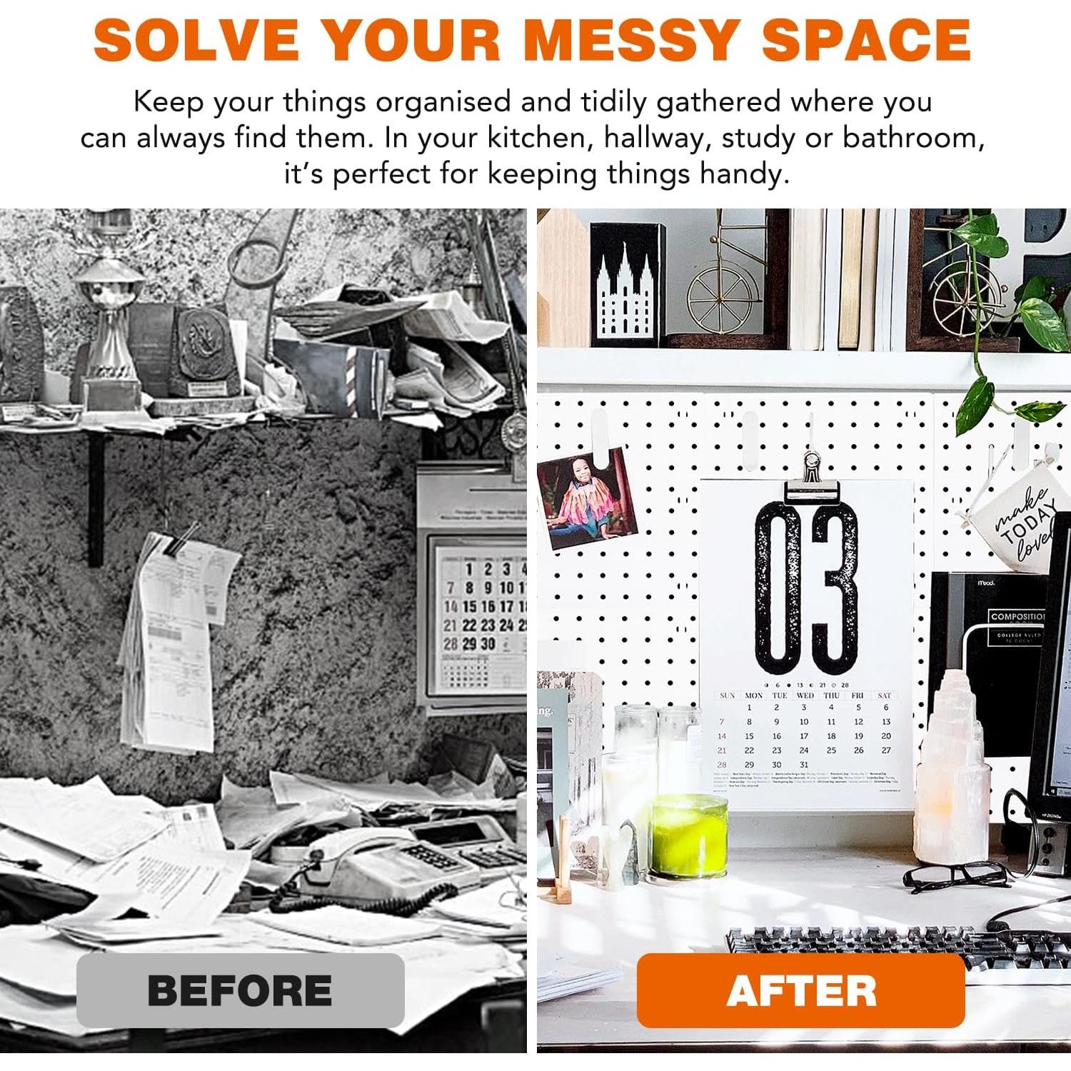 Organizador de Pared Tablero Perforado SKYFOOST 6 Piezas Blanco