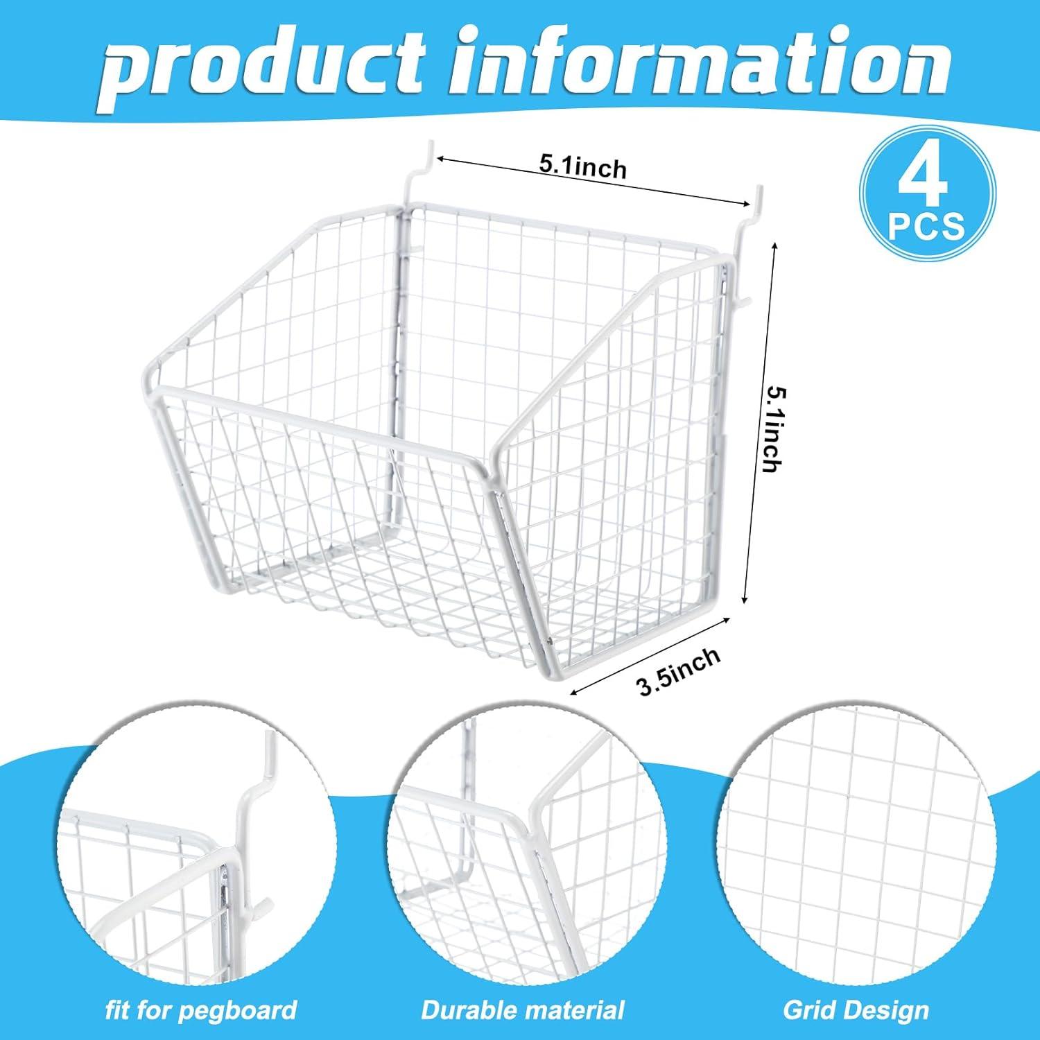 Paquete de 6 Cestas de Alambre Metálico Reallnaive Blancas