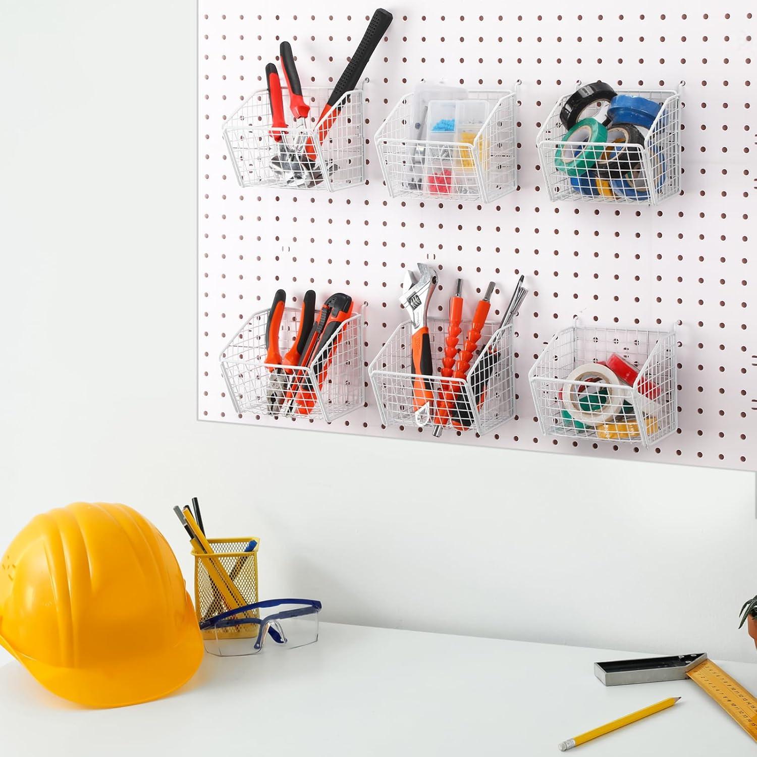 Paquete de 6 Cestas de Alambre Metálico Reallnaive Blancas